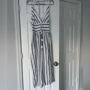 VENUS JUMPSUIT . Beautiful marine blue/white stripe pattern.